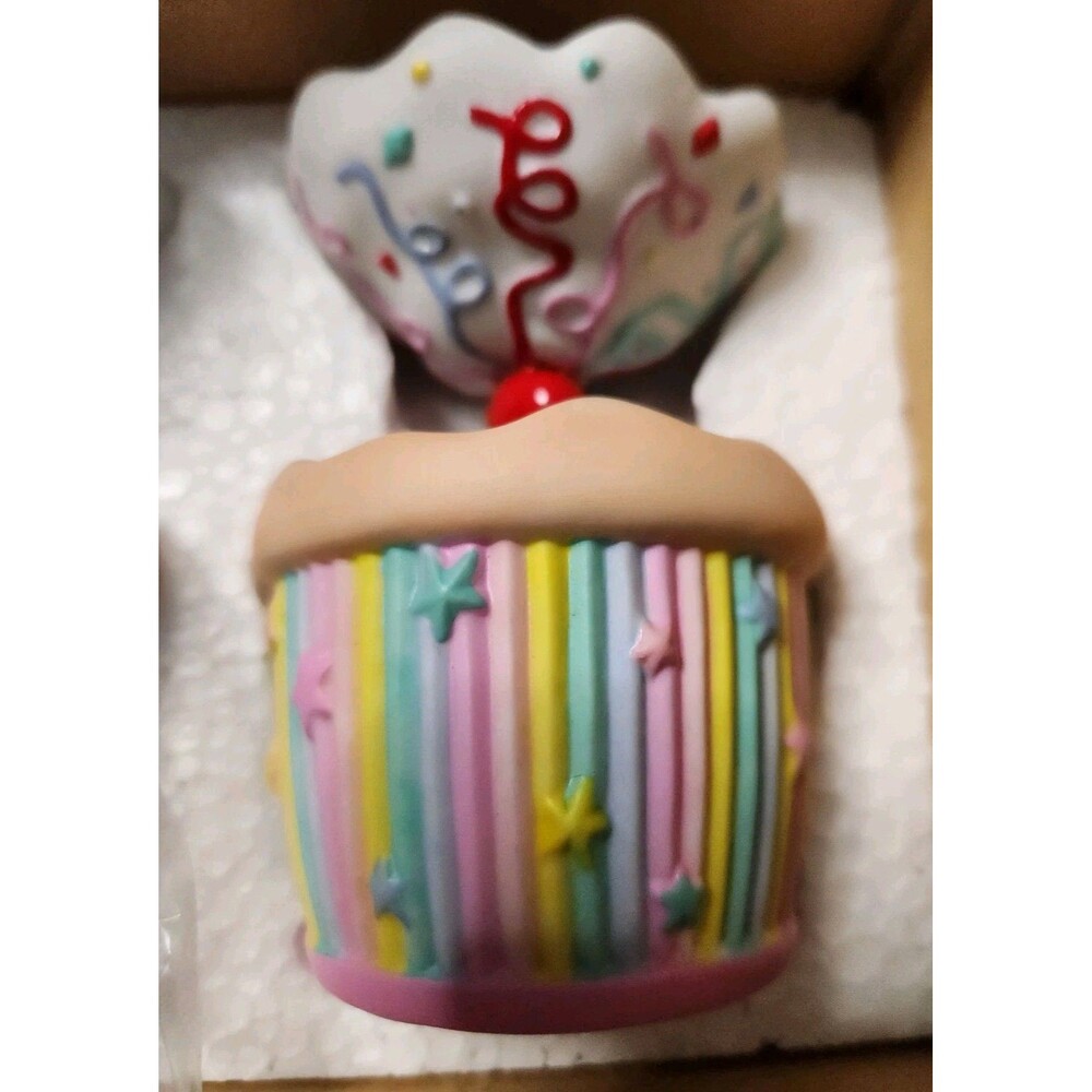 NIB PartyLite Ceramic Cupcake Votive Candle Holder Set 2 Birthday Decor Gift - Picture 8 of 14
